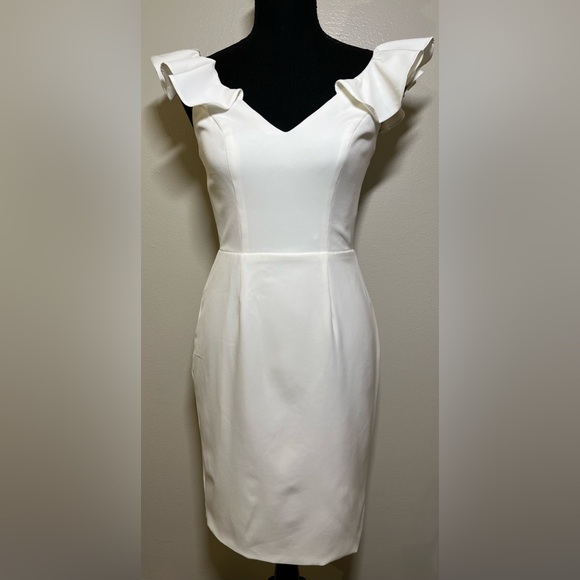 NWOT David’s Bridal DB Studio Ruffle Strap, Keyhole Back Dress - Picture 1 of 5